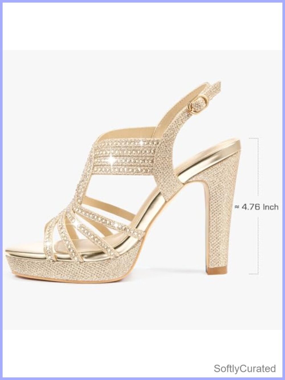 Platform Heels Sandals Rhinestone Chunky Dressy Women's - Picture 3 of 6